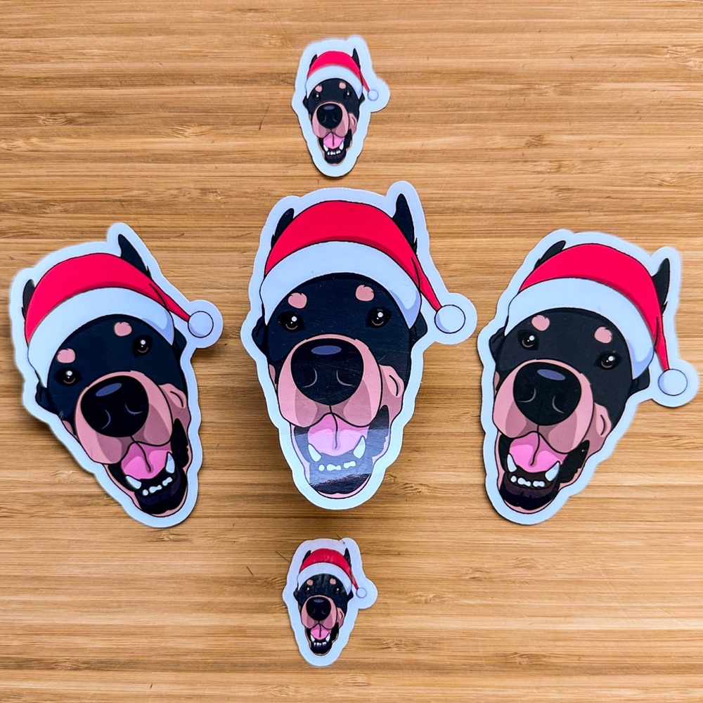 Doberman Santa‎ Stickers (set of 5)